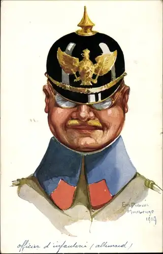 Künstler Ak Dupuis, Emil, Officier d'infanterie allemand, deutscher Offizier, Pickelhaube