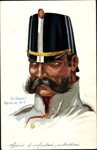 Künstler Ak Dupuis, Emil, Officier d'Infanterie autrichienne, Portrait