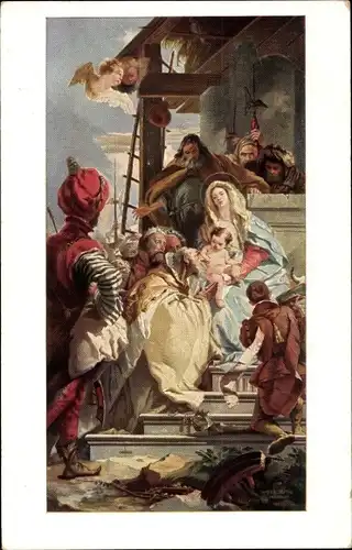 Künstler Ak Tiepolo, Adoratio SS Trium Regum, Anbetung Christi, Kopie von Emil Müller