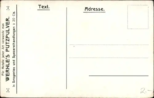 Ak Blumenstillleben, Reklame, Wernle's Putzpulver, Rosen