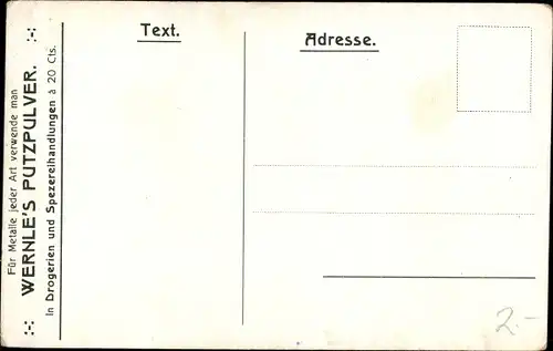 Ak Blumenstillleben, Reklame, Wernle's Putzpulver