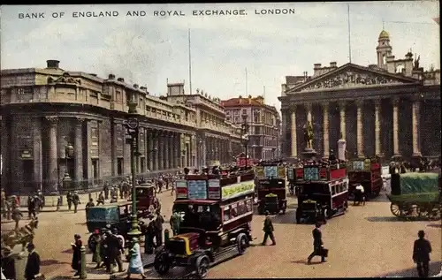 Ak London City England, Bank of England and Royal Exchange