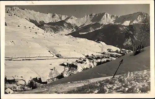 Ak Serfaus in Tirol, Wintermotiv, Ort, Gasthof zum schwarzen Adler