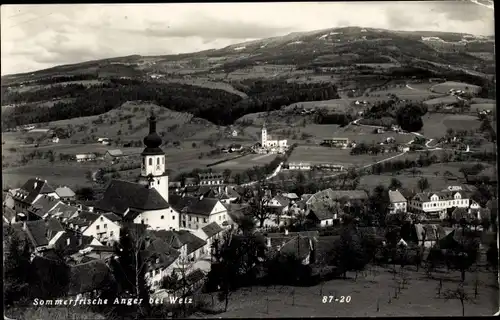 Ak Anger Steiermark, Totalansicht vom Ort, Kirche