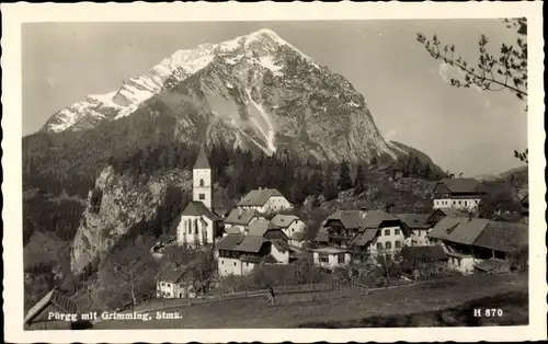 Ak Stainach Purgg Steiermark, Ort mit Grimming