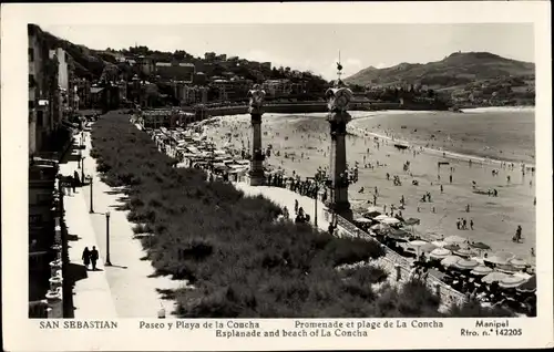 Ak Donostia San Sebastian Baskenland, Paseo, Playa de la Concha