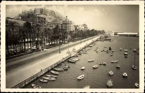 Ak Alicante Valencia Spanien,Explanada de España, Hafen