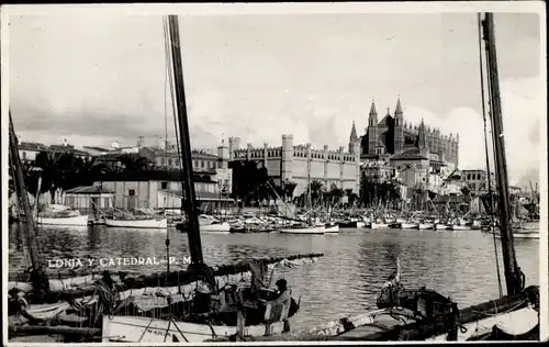 Ak Palma de Mallorca Balearische Inseln, Lonja, Kathedrale, Hafen
