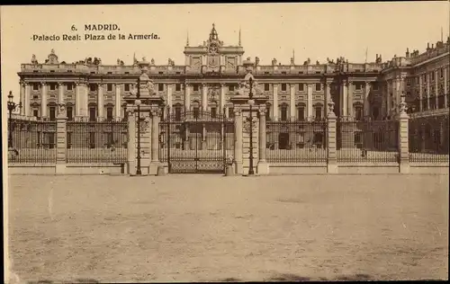 Ak Madrid Spanien, Palacio Real, Plaza de la Armería