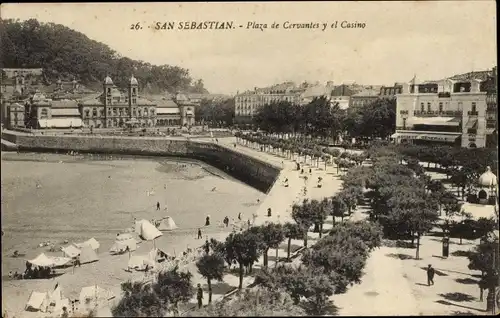 Ak Donostia San Sebastian Baskenland, Plaza de Cervantes, Casino