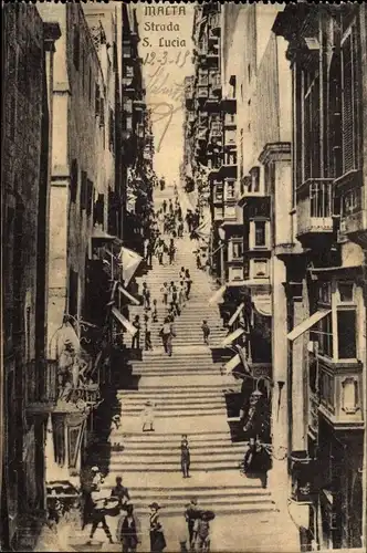 Ak Malta, Strada S. Lucia, general view of the street