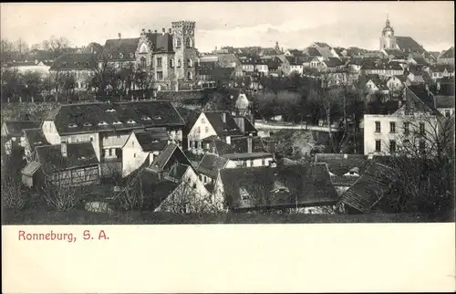 Ak Ronneburg im Kreis Greiz Thüringen, Blick über die Dächer der Stadt, Schloss, Kirche