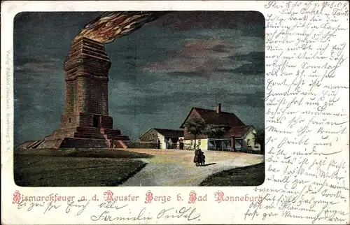 Ak Ronneburg in Thüringen, Altenburger Bismarcksäule auf dem Reuster Berge, Bismarckfeuer