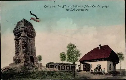 Ak Ronneburg in Thüringen, Bismarcksäule auf dem Reuster Berge