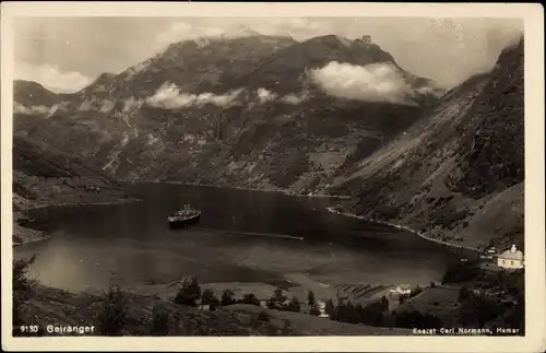 Ak Geiranger Norwegen, Panorama, Dampfer