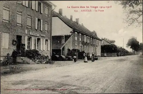 Ak Anould Vosges, La Poste, Straßenpartie mit Post