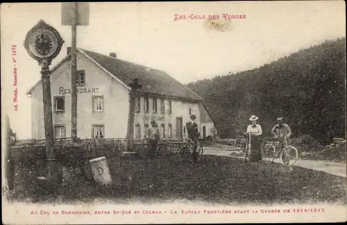 Ak Le Cols des Vosges, Restaurant, Radfahrer