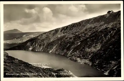 Ak Karpacz Krummhübel Riesengebirge Schlesien, Wielki Staw, Großer Teich, Prinz Heinrich-Baude