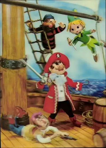 3 D Ak Peter Pan und die Seeräuber, Captain Hook, Piraten
