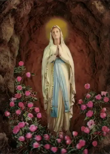 3D Ak Jungfrau von Lourdes, Gnadenbild