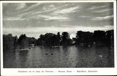 Ak Buenos Aires Argentinien, Atardecer en el lago de Palermo