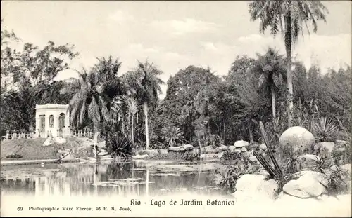 Ak Rio de Janeiro Brasilien, Lago de Jardim Boranico