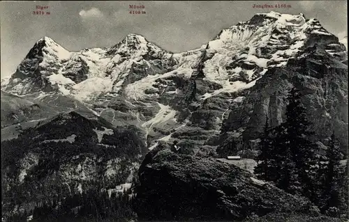 Ak Kanton Bern, Eiger, Mönch, Jungfrau von Winteregg aus