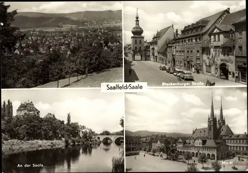 Ak Saalfeld an der Saale Thüringen, An der Saale, Markt, Blankenburger Straße