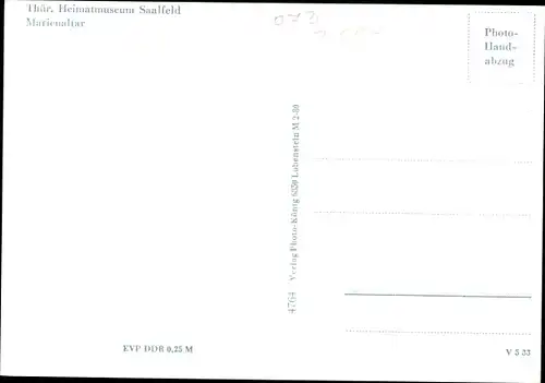 Ak Saalfeld an der Saale Thüringen, Thür. Heimatmuseum, Marienaltar