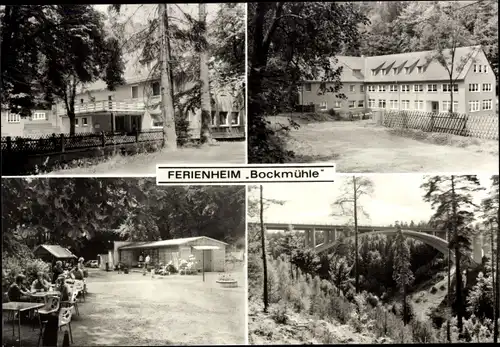 Ak Schleifreisen in Thüringen. Ferienheim Bockmühle, VEB Energiekombinat Süd, Brücke