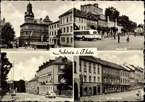 Ak Schleiz im Vogtland Thüringen, Rathaus, Neumarkt, Hofer Straße