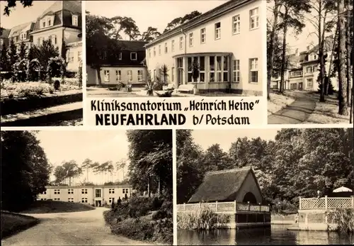 Ak Neu Fahrland Potsdam, Kliniksanatorium Heinrich Heine, Rosengarten, Waldhaus, Haupthaus