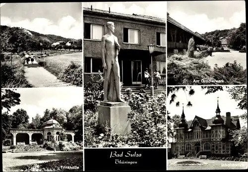 Ak Bad Sulza in Thüringen, Trinkhalle, Am Gradierwerk, Inhalatorium, Plastik Der Badende