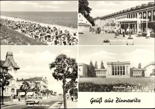 Ak Ostseebad Zinnowitz auf Usedom, Konsum Kaufhalle, Karl-Marx-Straße, Kulturhaus