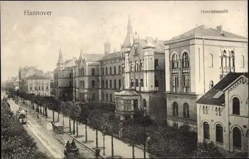 Ak Hannover in Niedersachsen, Henriettenstift, Straßenbahn