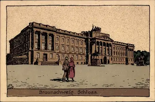 Steindruck Ak Braunschweig in Niedersachsen, Schloss, Nr. 4