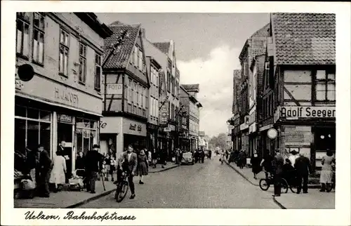 Ak Uelzen in Niedersachsen, Bahnhofstraße, Geschäft von Adolf Seeger