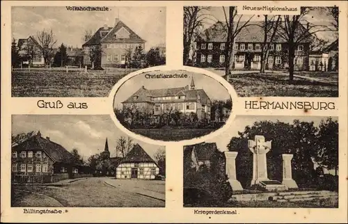 Ak Hermannsburg Südheide in der Lüneburger Heide, Volkshochschule, Missionshaus, Billingstraße