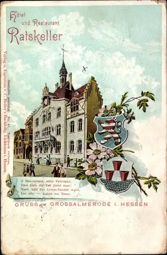 Wappen Ak Großalmerode Hessen, Restaurant Ratskeller
