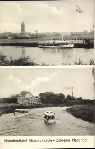 Ak Hannover Döhren Wülfel, Motorbootfahrt Bismarcksäule, Maschpark