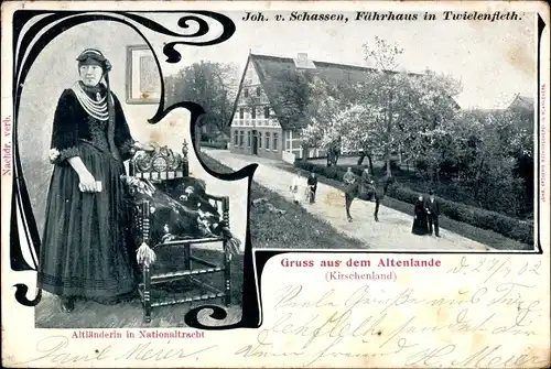 Ak Jork im Kreis Stade, Altländerin in Nationaltacht, Kirschenland