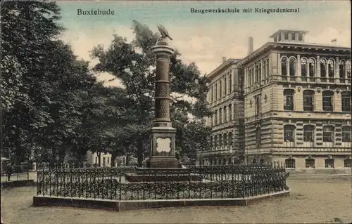 Ak Buxtehude im Kreis Stade, Baugewerkschule, Kriegerdenkmal