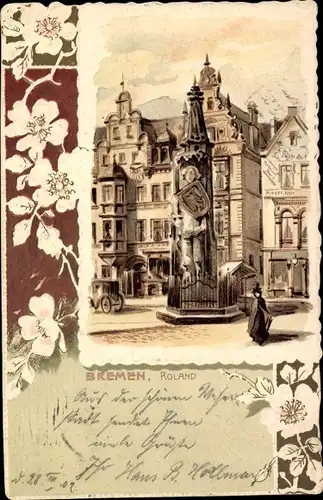 Präge Litho Hansestadt Bremen, Rolanddenkmal am Marktplatz