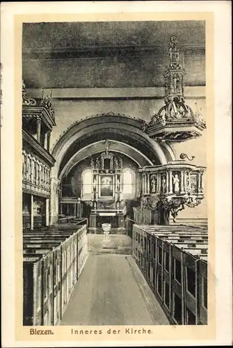 Ak Blexen Nordenham in Oldenburg, Inneres der Kirche