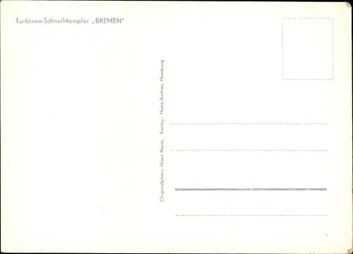 Ak Turbinenschnelldampfer Bremen, Norddeutscher Lloyd