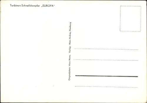 Ak Turbinenschnelldampfer Europa, Norddeutscher Lloyd Bremen