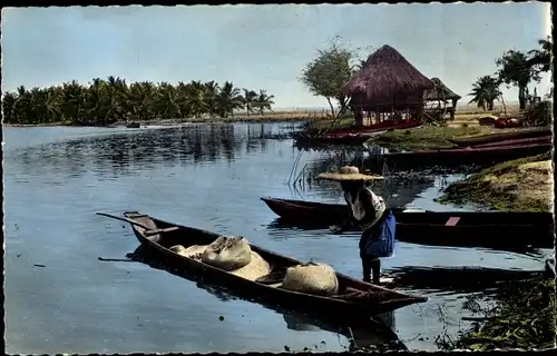 Ak Afrika in Farben, Szene des Lebens am Fluss