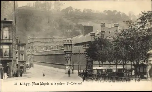 Ak Liège Lüttich Wallonien, Place Maghin und das Gefängnis St. Leonard, Gefängnis