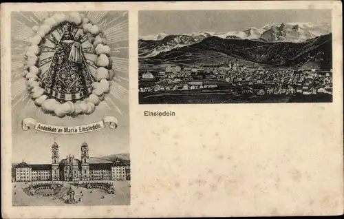 Ak Einsiedeln Kanton Schwyz Schweiz, Panorama, Kloster, Marienerscheinung