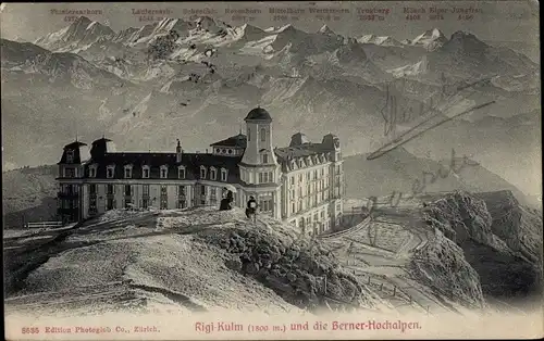 Ak Rigi Kulm Kanton Schwyz, Jungfrau, Eiger, Mönch, Wetterhorn, Alpenpanorama, Hotel